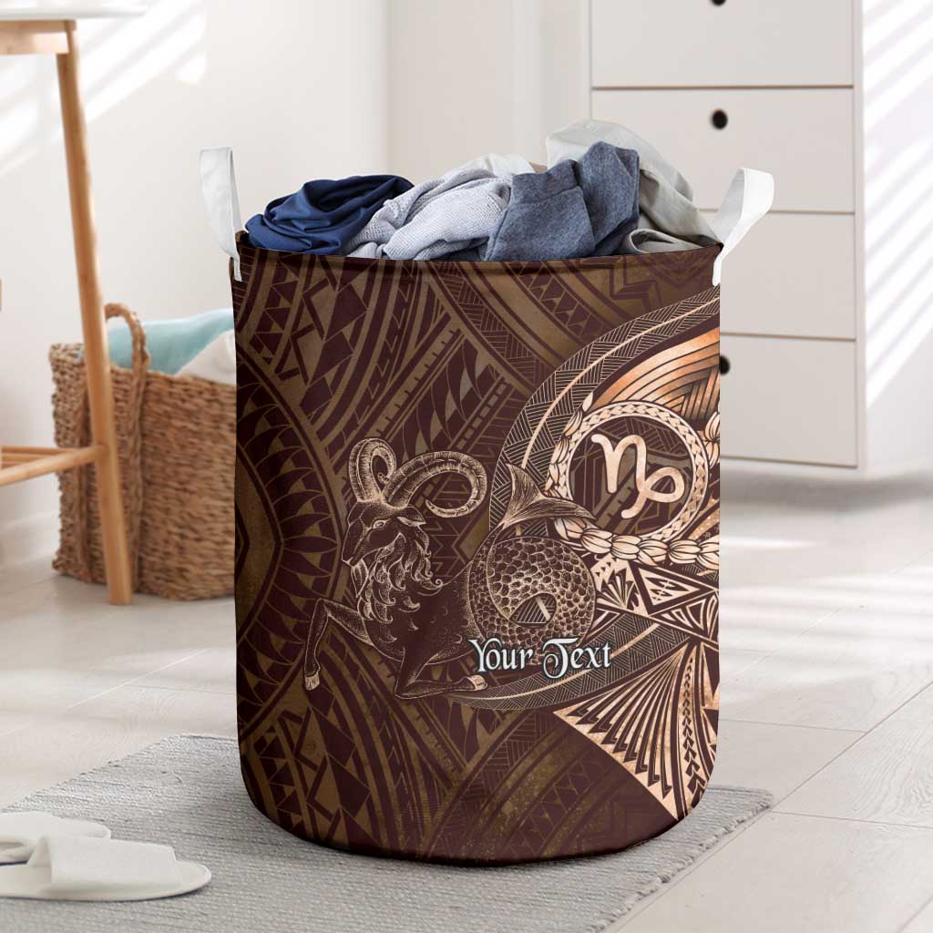 Personalised Polynesia Zodiac Capricorn Laundry Basket Galaxy Polynesian Pattern Chest Tattoo Style LT14 Brown - Polynesian Pride