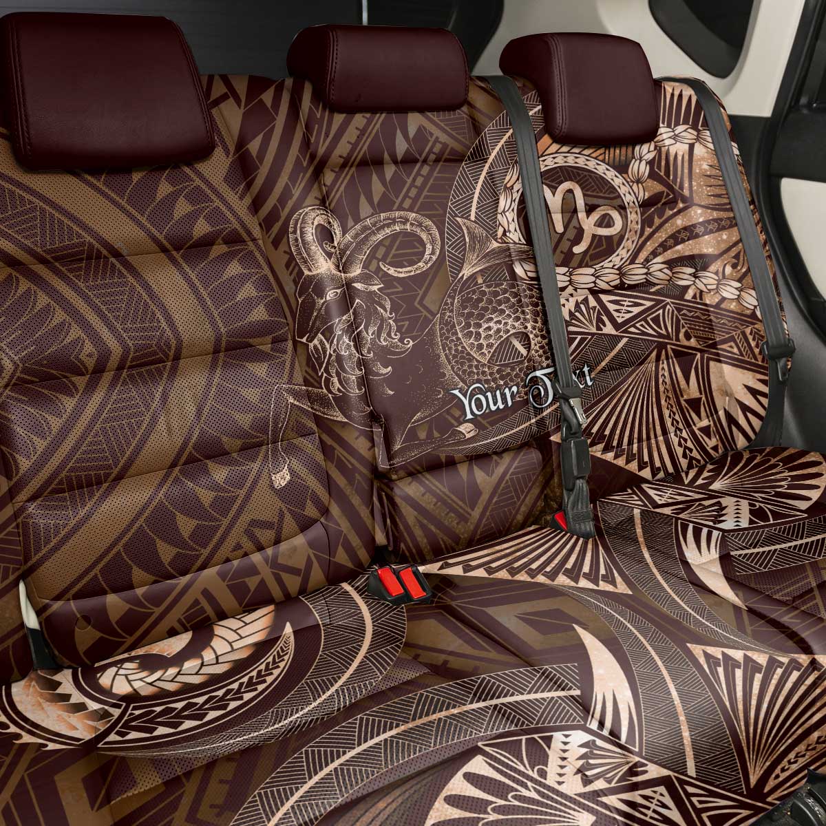 Personalised Polynesia Zodiac Capricorn Back Car Seat Cover Galaxy Polynesian Pattern Chest Tattoo Style LT14 - Polynesian Pride