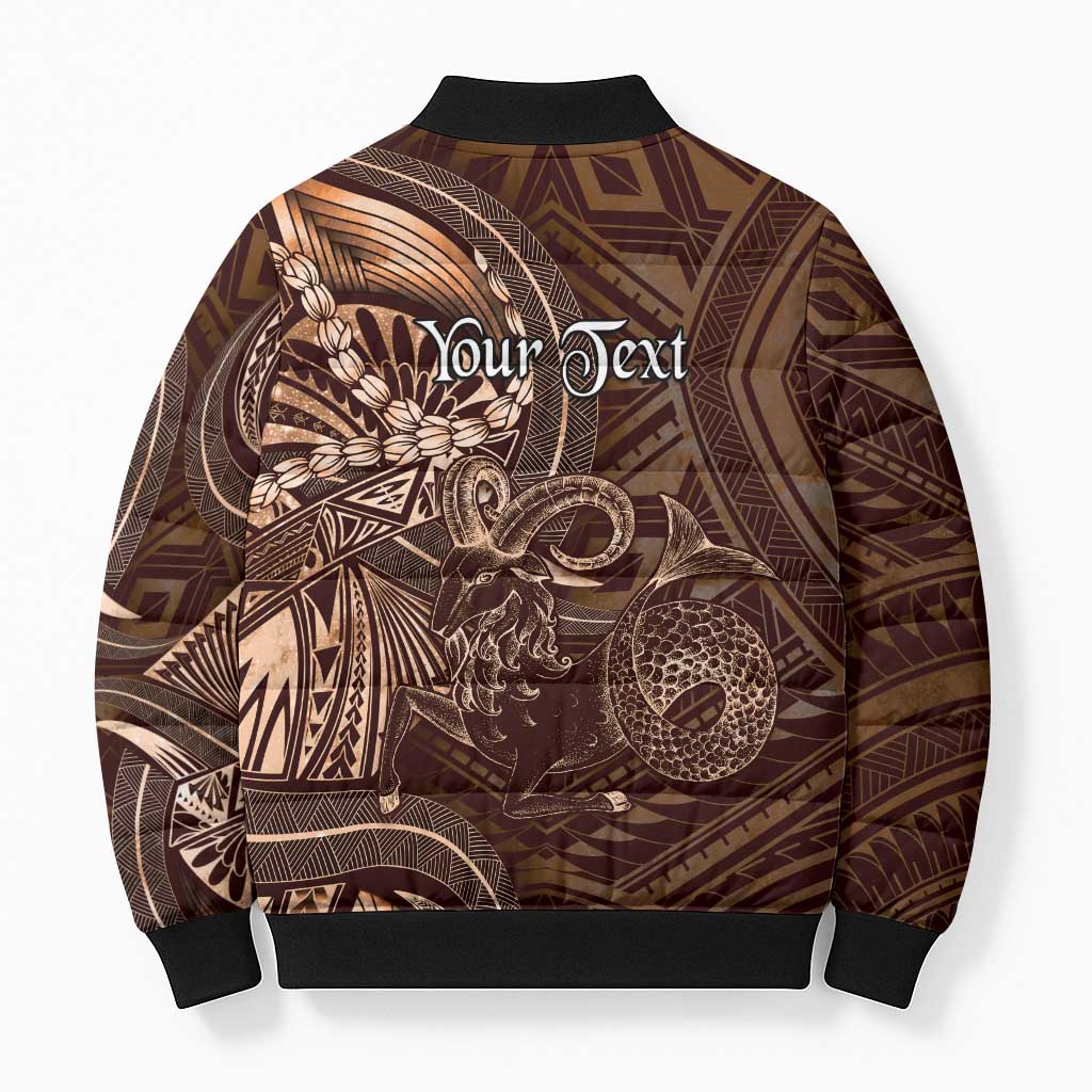 Personalised Polynesia Zodiac Capricorn Bomber Puffer Jacket Galaxy Polynesian Pattern Chest Tattoo Style LT14 - Polynesian Pride
