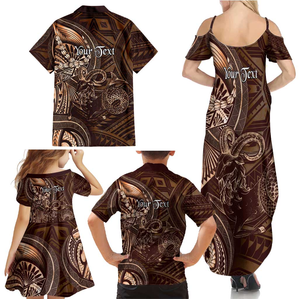 Personalised Polynesia Zodiac Capricorn Family Matching Summer Maxi Dress and Hawaiian Shirt Galaxy Polynesian Pattern Chest Tattoo Style LT14 - Polynesian Pride