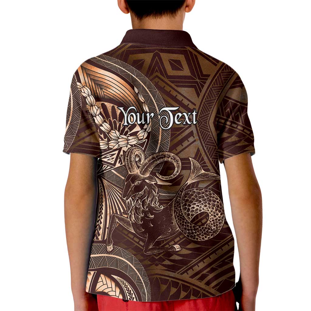 Personalised Polynesia Zodiac Capricorn Kid Polo Shirt Galaxy Polynesian Pattern Chest Tattoo Style LT14 - Polynesian Pride