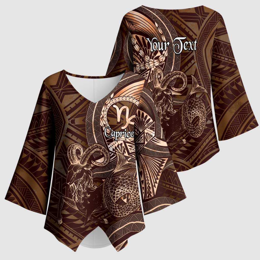 Personalised Polynesia Zodiac Capricorn Kimono Sleeve Blouse Galaxy Polynesian Pattern Chest Tattoo Style LT14 - Polynesian Pride