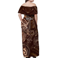Personalised Polynesia Zodiac Capricorn Off Shoulder Maxi Dress Galaxy Polynesian Pattern Chest Tattoo Style
