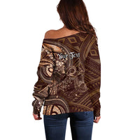 Personalised Polynesia Zodiac Capricorn Off Shoulder Sweater Galaxy Polynesian Pattern Chest Tattoo Style LT14 - Polynesian Pride