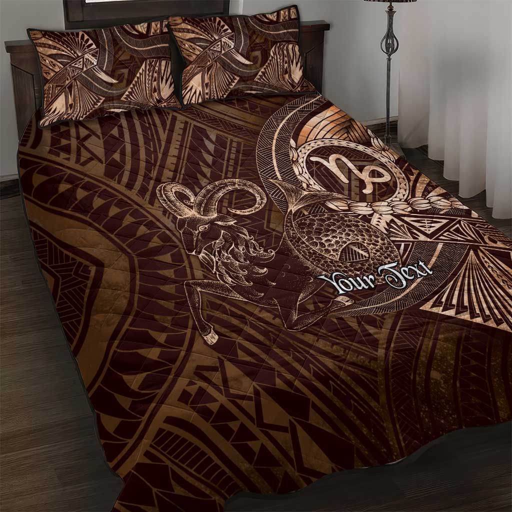 Personalised Polynesia Zodiac Capricorn Quilt Bed Set Galaxy Polynesian Pattern Chest Tattoo Style
