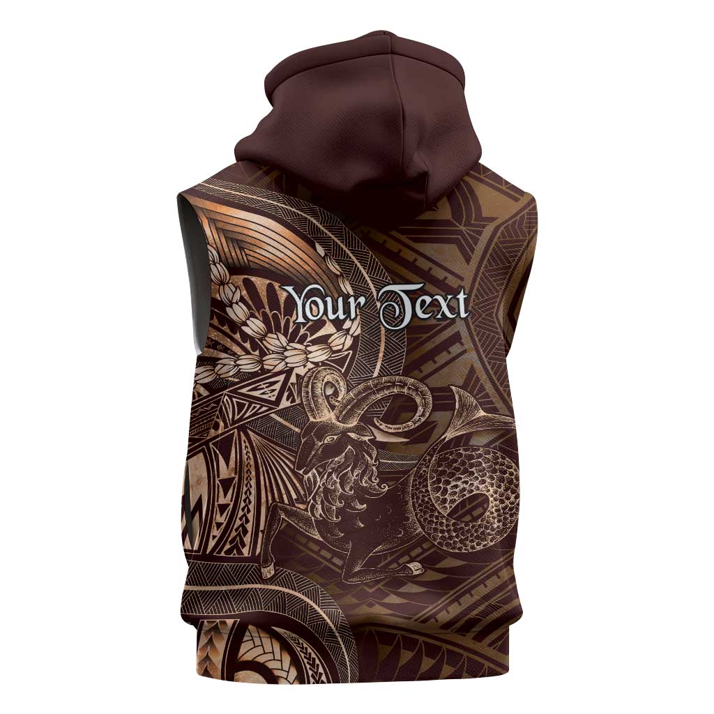 Personalised Polynesia Zodiac Capricorn Sleeveless Hoodie Galaxy Polynesian Pattern Chest Tattoo Style LT14 - Polynesian Pride