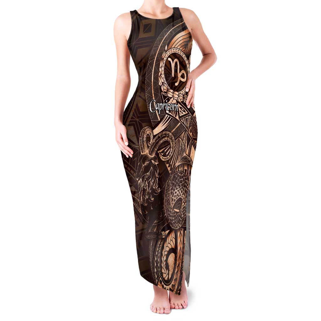 Personalised Polynesia Zodiac Capricorn Tank Maxi Dress Galaxy Polynesian Pattern Chest Tattoo Style
