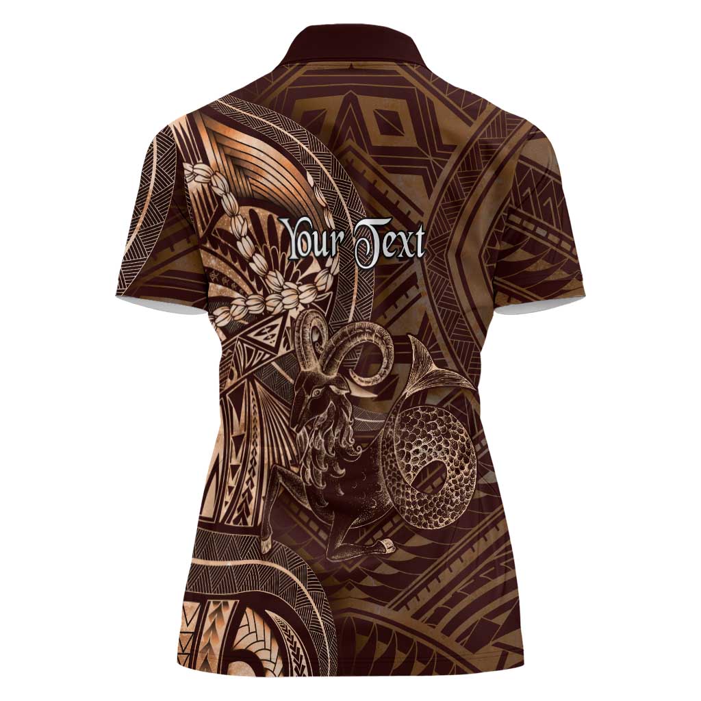 Personalised Polynesia Zodiac Capricorn Women Polo Shirt Galaxy Polynesian Pattern Chest Tattoo Style LT14 - Polynesian Pride