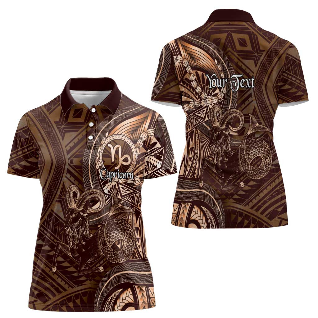 Personalised Polynesia Zodiac Capricorn Women Polo Shirt Galaxy Polynesian Pattern Chest Tattoo Style LT14 - Polynesian Pride