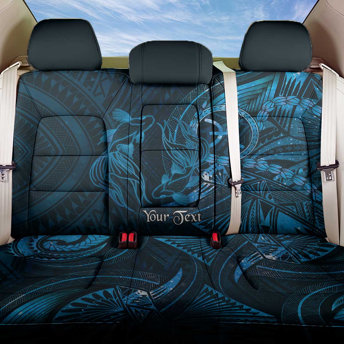 Personalised Polynesia Zodiac Pisces Back Car Seat Cover Galaxy Polynesian Pattern Chest Tattoo Style LT14 One Size Blue - Polynesian Pride