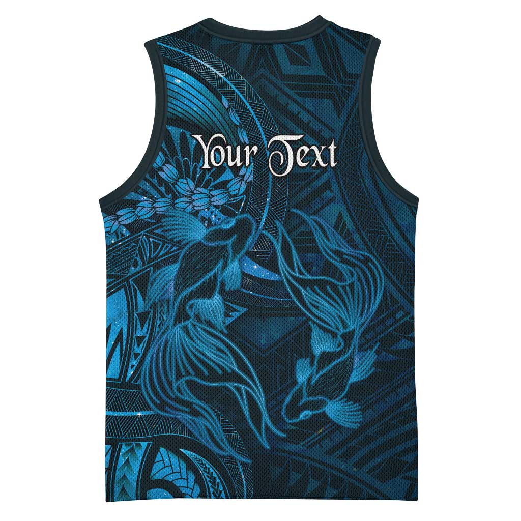 Personalised Polynesia Zodiac Pisces Basketball Jersey Galaxy Polynesian Pattern Chest Tattoo Style LT14 - Polynesian Pride