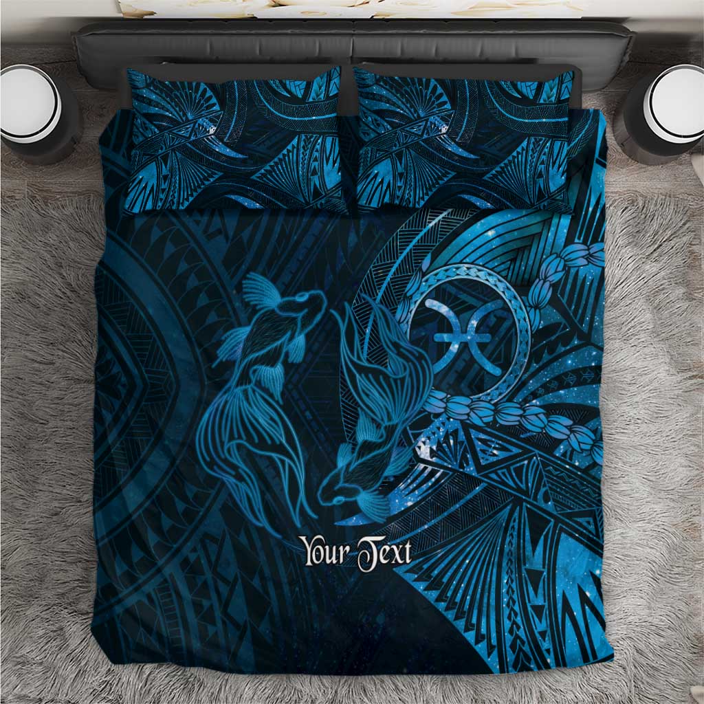 Personalised Polynesia Zodiac Pisces Bedding Set Galaxy Polynesian Pattern Chest Tattoo Style