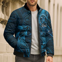 Personalised Polynesia Zodiac Pisces Bomber Puffer Jacket Galaxy Polynesian Pattern Chest Tattoo Style