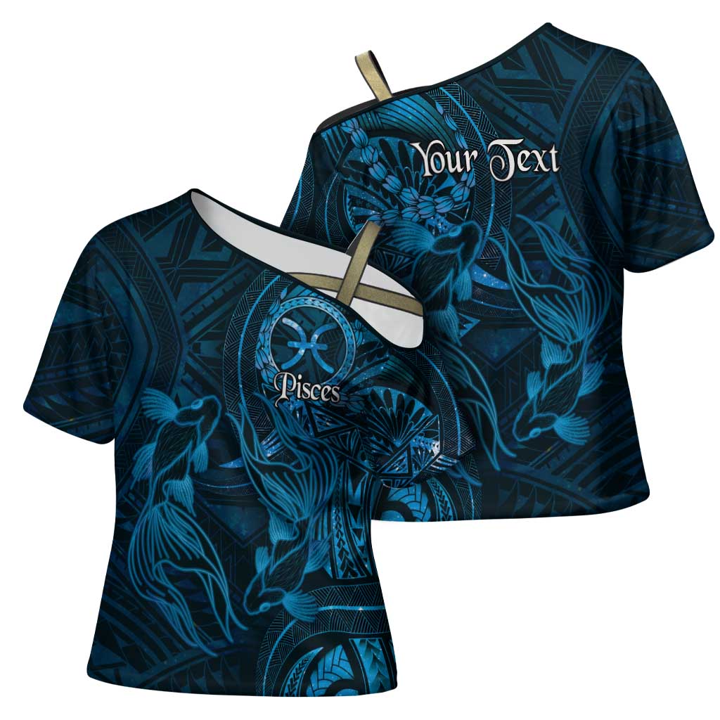 Personalised Polynesia Zodiac Pisces Cross Shoulder Shirt Galaxy Polynesian Pattern Chest Tattoo Style LT14 - Polynesian Pride