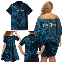 Personalised Polynesia Zodiac Pisces Family Matching Off Shoulder Short Dress and Hawaiian Shirt Galaxy Polynesian Pattern Chest Tattoo Style LT14 - Polynesian Pride