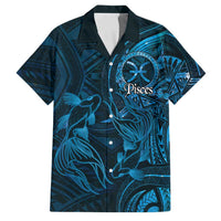 Personalised Polynesia Zodiac Pisces Family Matching Off Shoulder Short Dress and Hawaiian Shirt Galaxy Polynesian Pattern Chest Tattoo Style LT14 Dad's Shirt - Short Sleeve Blue - Polynesian Pride