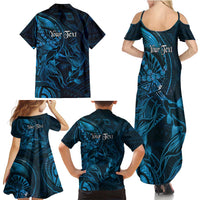 Personalised Polynesia Zodiac Pisces Family Matching Summer Maxi Dress and Hawaiian Shirt Galaxy Polynesian Pattern Chest Tattoo Style