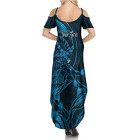 Personalised Polynesia Zodiac Pisces Family Matching Summer Maxi Dress and Hawaiian Shirt Galaxy Polynesian Pattern Chest Tattoo Style