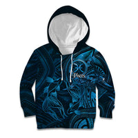 Personalised Polynesia Zodiac Pisces Kid Hoodie Galaxy Polynesian Pattern Chest Tattoo Style LT14 Hoodie Blue - Polynesian Pride