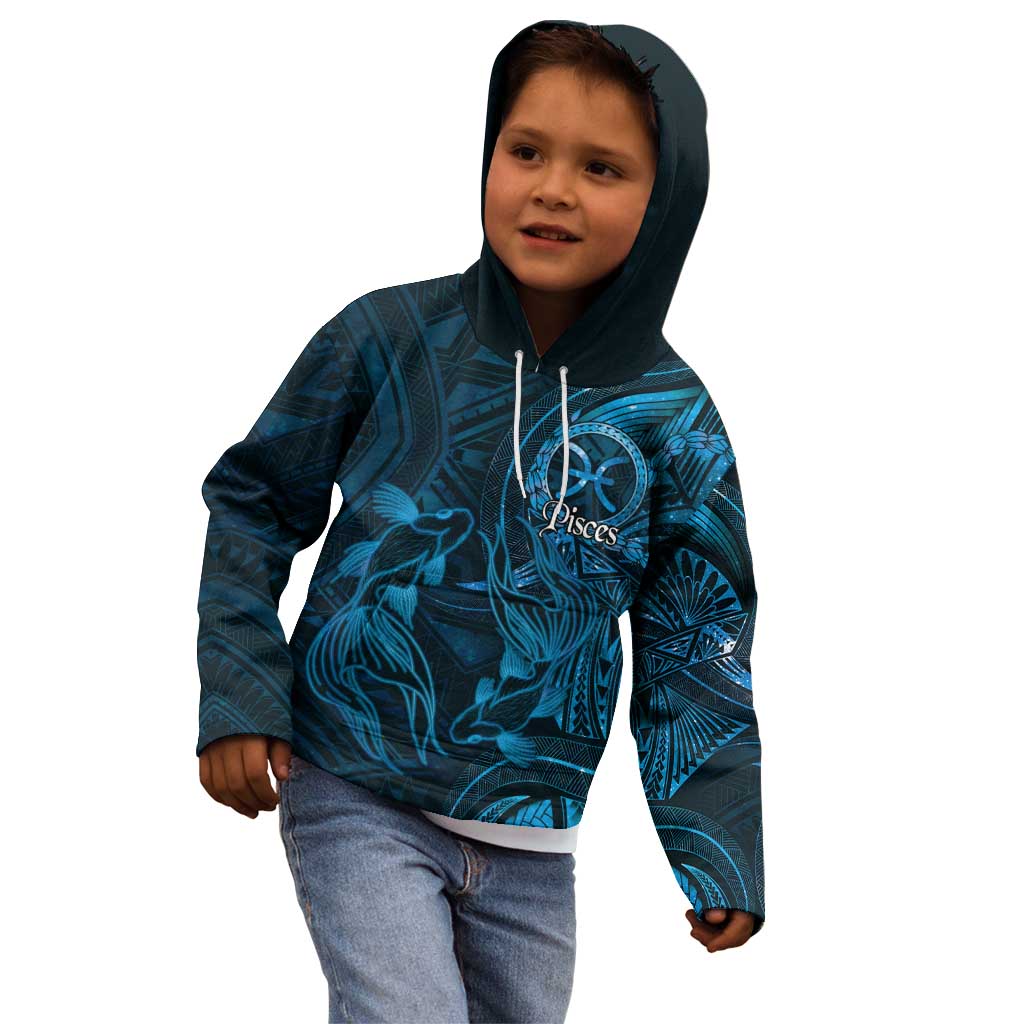 Personalised Polynesia Zodiac Pisces Kid Hoodie Galaxy Polynesian Pattern Chest Tattoo Style LT14 - Polynesian Pride