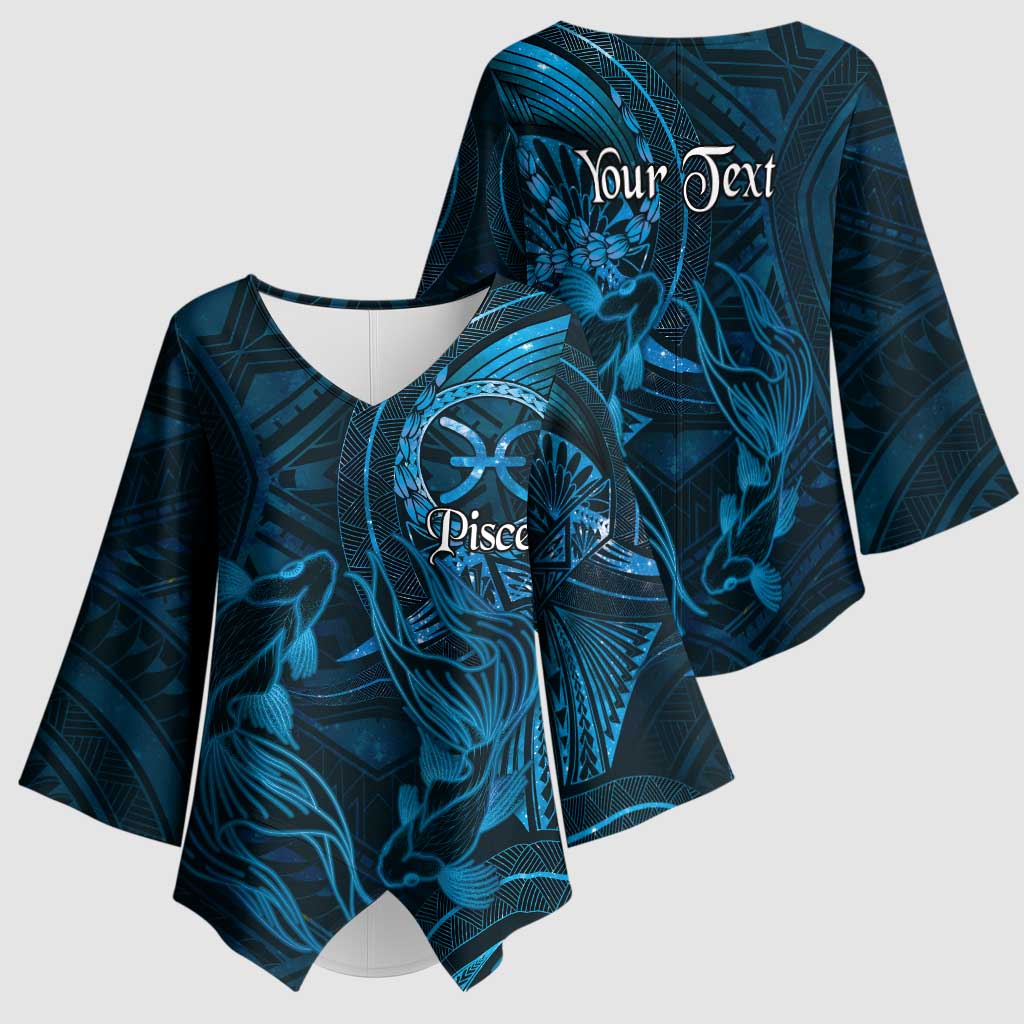 Personalised Polynesia Zodiac Pisces Kimono Sleeve Blouse Galaxy Polynesian Pattern Chest Tattoo Style LT14 - Polynesian Pride