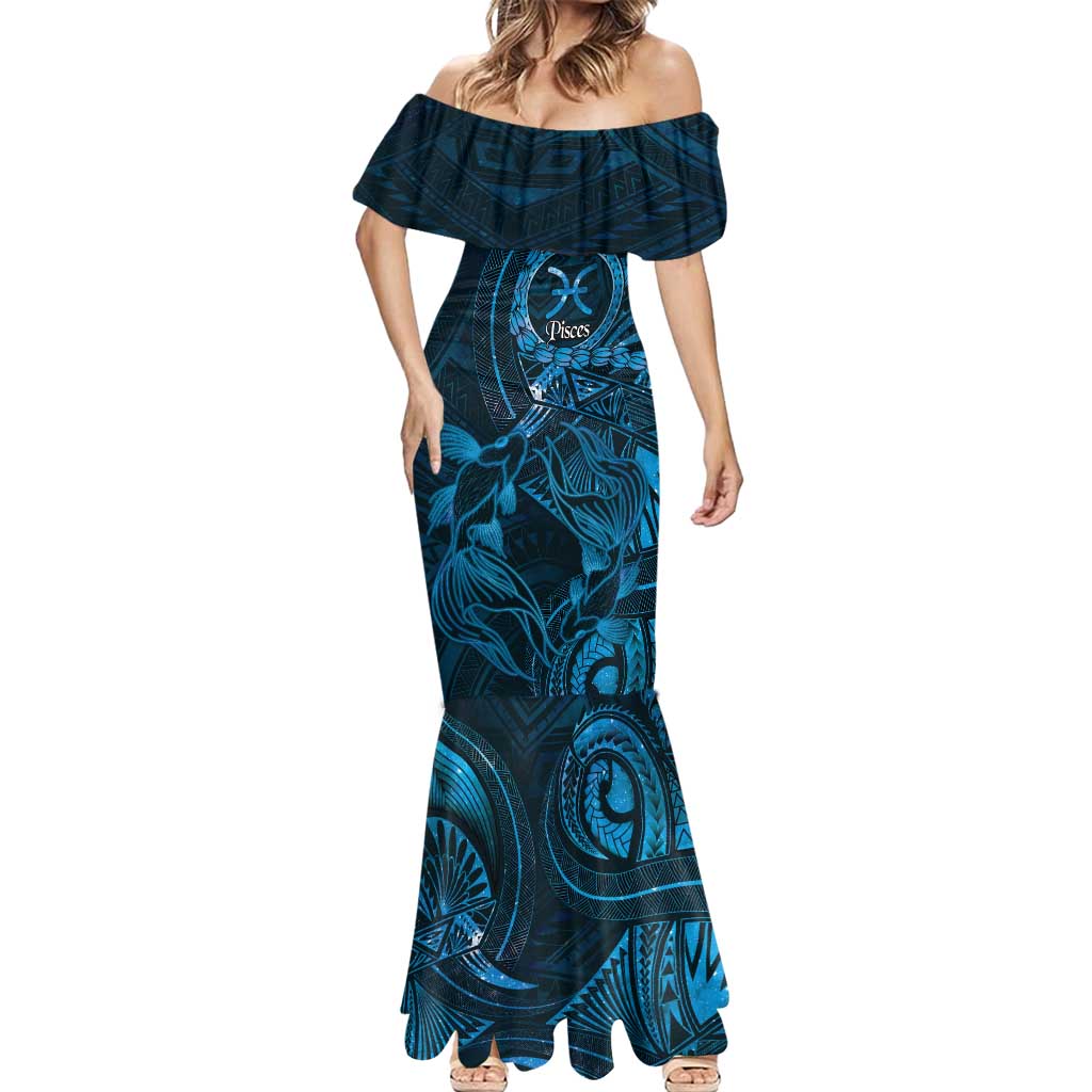 Personalised Polynesia Zodiac Pisces Mermaid Dress Galaxy Polynesian Pattern Chest Tattoo Style