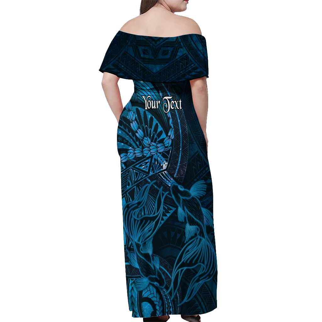 Personalised Polynesia Zodiac Pisces Off Shoulder Maxi Dress Galaxy Polynesian Pattern Chest Tattoo Style LT14 - Polynesian Pride