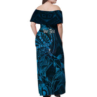 Personalised Polynesia Zodiac Pisces Off Shoulder Maxi Dress Galaxy Polynesian Pattern Chest Tattoo Style LT14 - Polynesian Pride