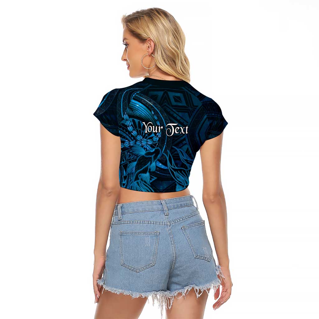 Personalised Polynesia Zodiac Pisces Raglan Cropped T Shirt Galaxy Polynesian Pattern Chest Tattoo Style LT14 - Polynesian Pride