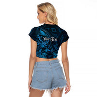 Personalised Polynesia Zodiac Pisces Raglan Cropped T Shirt Galaxy Polynesian Pattern Chest Tattoo Style LT14 - Polynesian Pride