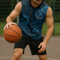 Personalised Polynesia Zodiac Pisces Sleeveless Hoodie Galaxy Polynesian Pattern Chest Tattoo Style LT14 - Polynesian Pride