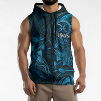 Personalised Polynesia Zodiac Pisces Sleeveless Zip Hoodie Galaxy Polynesian Pattern Chest Tattoo Style LT14 - Polynesian Pride