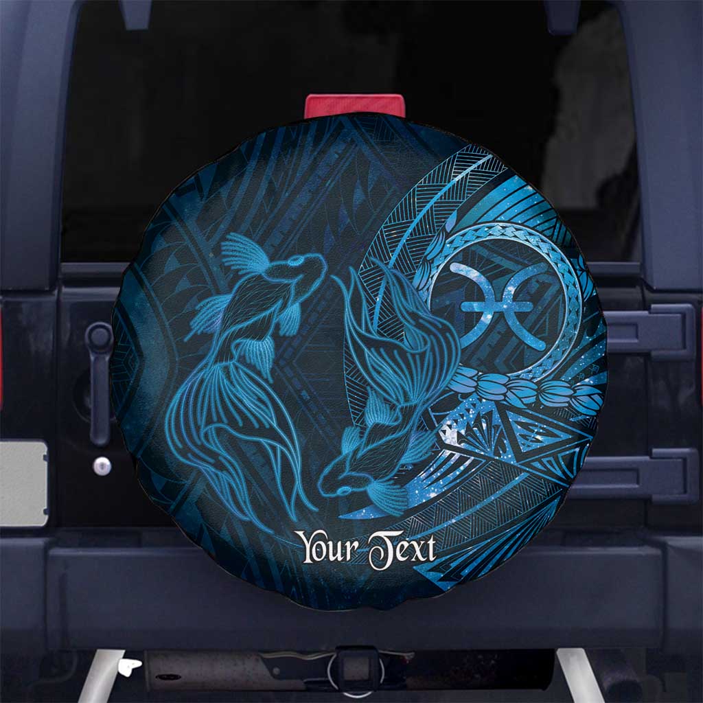 Personalised Polynesia Zodiac Pisces Spare Tire Cover Galaxy Polynesian Pattern Chest Tattoo Style