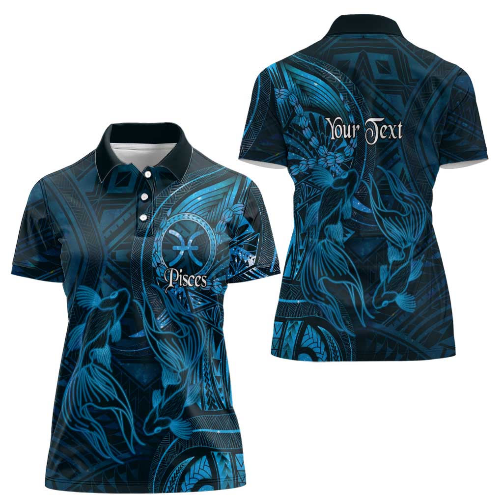 Personalised Polynesia Zodiac Pisces Women Polo Shirt Galaxy Polynesian Pattern Chest Tattoo Style LT14 - Polynesian Pride