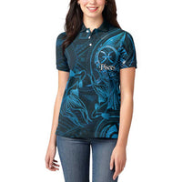 Personalised Polynesia Zodiac Pisces Women Polo Shirt Galaxy Polynesian Pattern Chest Tattoo Style LT14 - Polynesian Pride