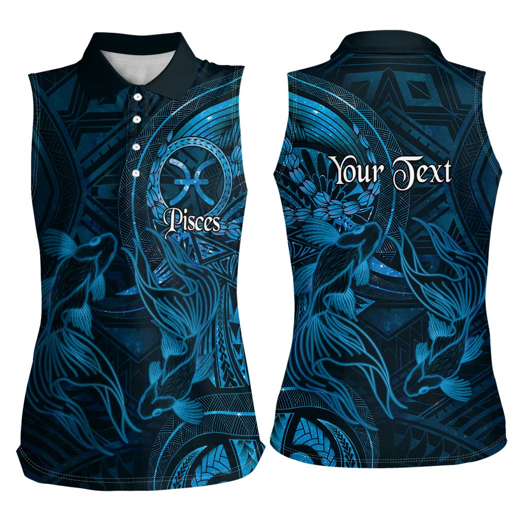 Personalised Polynesia Zodiac Pisces Women Sleeveless Polo Shirt Galaxy Polynesian Pattern Chest Tattoo Style LT14 - Polynesian Pride