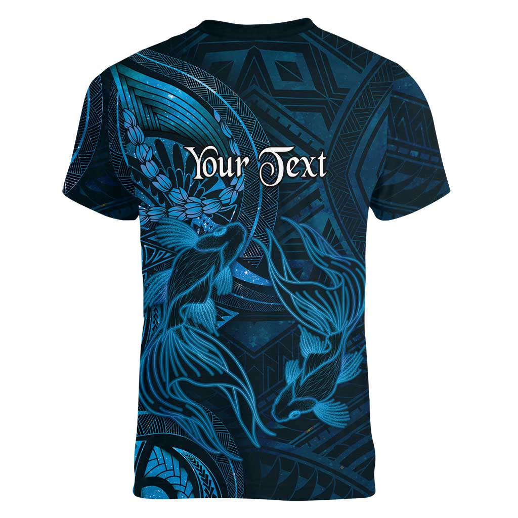 Personalised Polynesia Zodiac Pisces Women V-Neck T-Shirt Galaxy Polynesian Pattern Chest Tattoo Style LT14 - Polynesian Pride