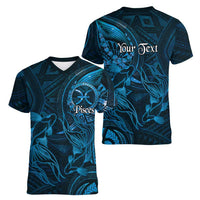Personalised Polynesia Zodiac Pisces Women V-Neck T-Shirt Galaxy Polynesian Pattern Chest Tattoo Style LT14 - Polynesian Pride