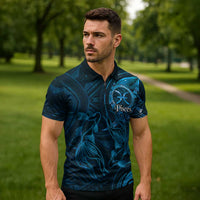 Personalised Polynesia Zodiac Pisces Zipper Polo Shirt Galaxy Polynesian Pattern Chest Tattoo Style LT14 - Polynesian Pride