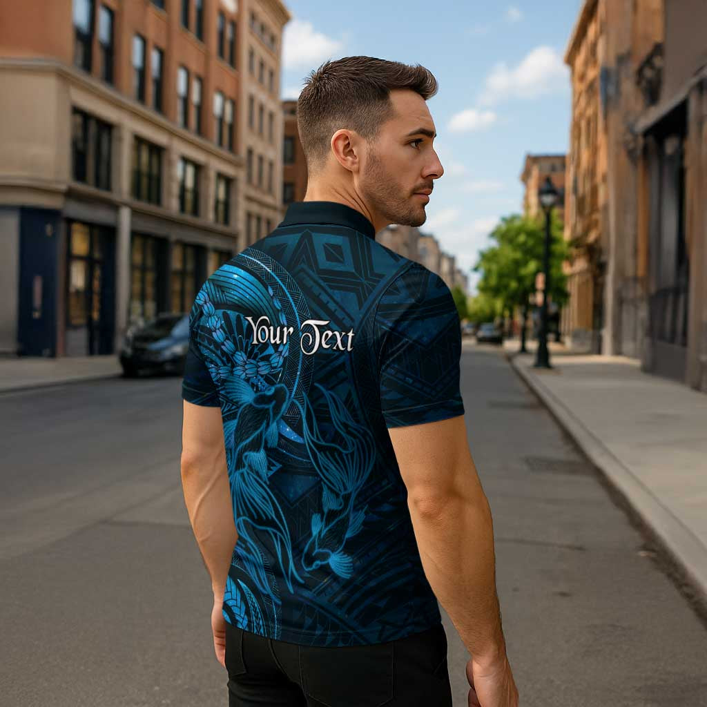 Personalised Polynesia Zodiac Pisces Zipper Polo Shirt Galaxy Polynesian Pattern Chest Tattoo Style LT14 - Polynesian Pride
