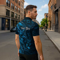 Personalised Polynesia Zodiac Pisces Zipper Polo Shirt Galaxy Polynesian Pattern Chest Tattoo Style LT14 - Polynesian Pride