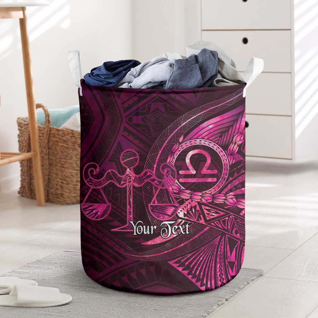 Personalised Polynesia Zodiac Libra Laundry Basket Galaxy Polynesian Pattern Chest Tattoo Style