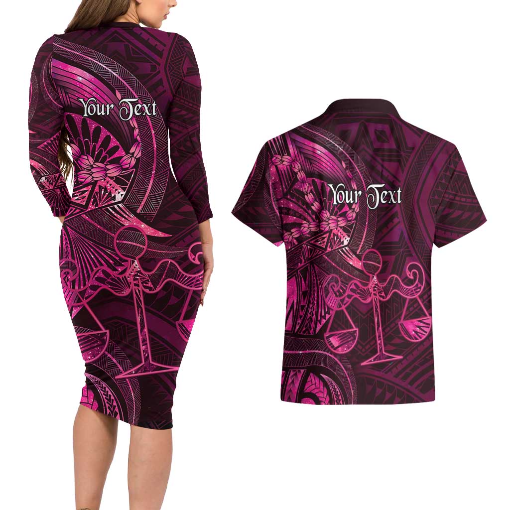 Personalised Polynesia Zodiac Libra Couples Matching Long Sleeve Bodycon Dress and Hawaiian Shirt Galaxy Polynesian Pattern Chest Tattoo Style LT14 - Polynesian Pride