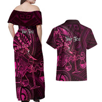 Personalised Polynesia Zodiac Libra Couples Matching Off Shoulder Maxi Dress and Hawaiian Shirt Galaxy Polynesian Pattern Chest Tattoo Style LT14 - Polynesian Pride