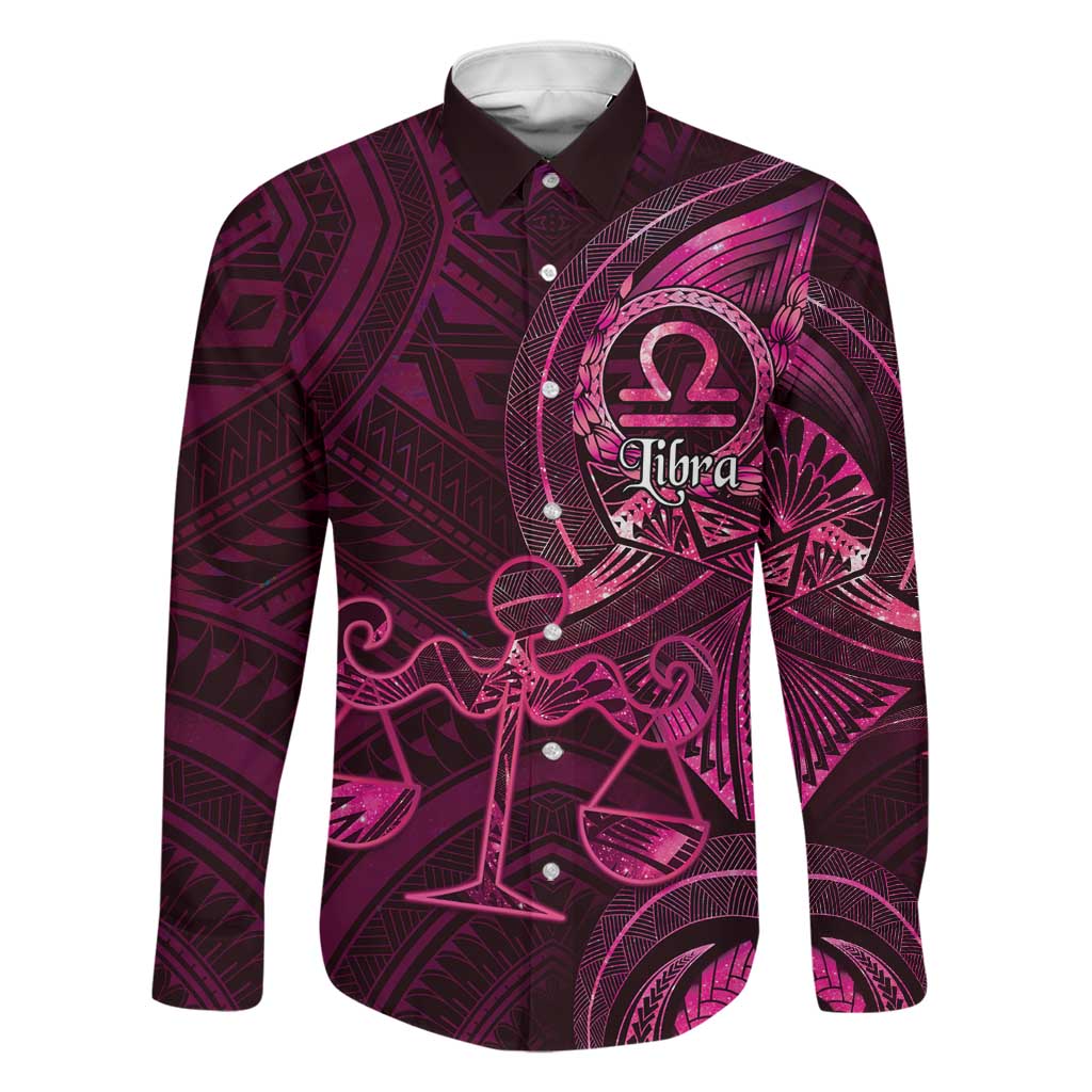 Personalised Polynesia Zodiac Libra Family Matching Off Shoulder Short Dress and Hawaiian Shirt Galaxy Polynesian Pattern Chest Tattoo Style