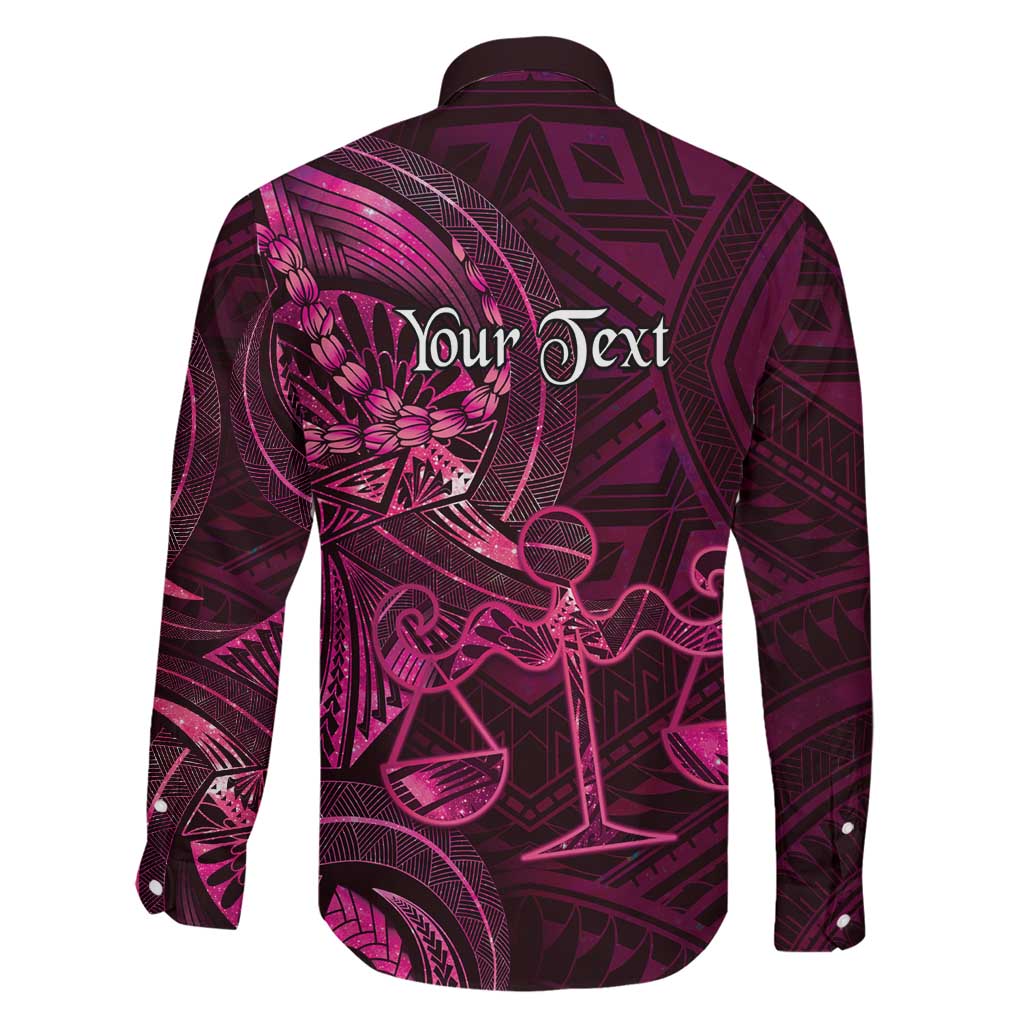 Personalised Polynesia Zodiac Libra Family Matching Off Shoulder Short Dress and Hawaiian Shirt Galaxy Polynesian Pattern Chest Tattoo Style