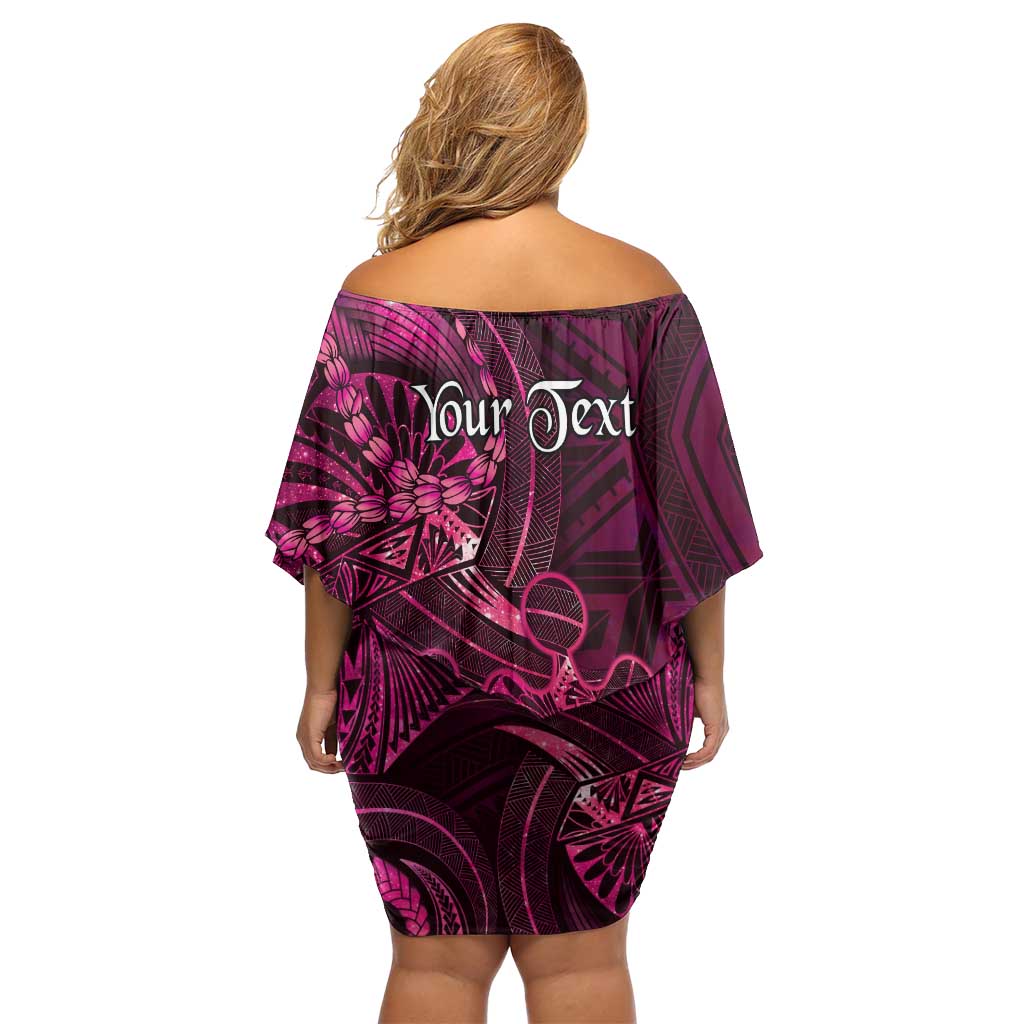 Personalised Polynesia Zodiac Libra Family Matching Off Shoulder Short Dress and Hawaiian Shirt Galaxy Polynesian Pattern Chest Tattoo Style