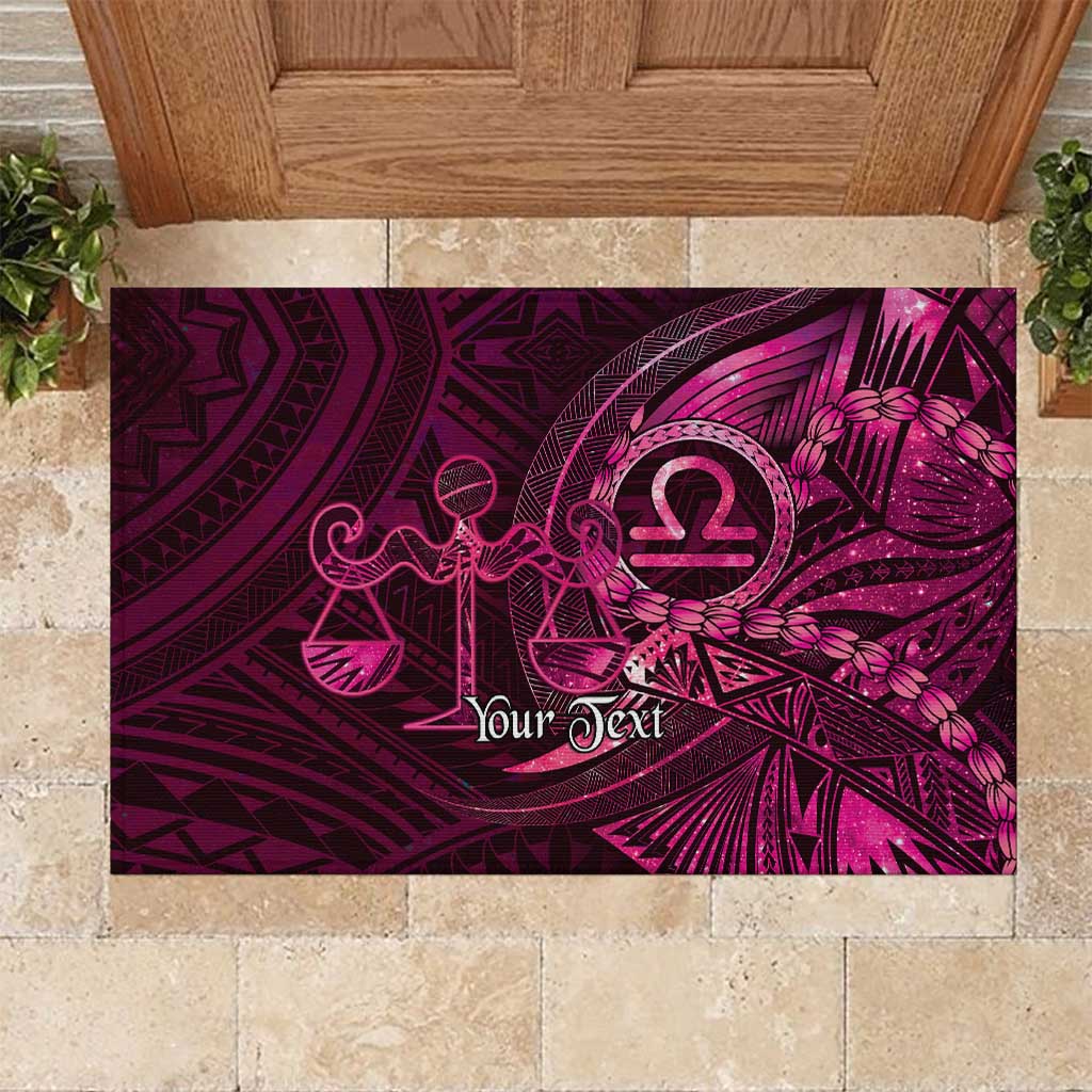 Personalised Polynesia Zodiac Libra Rubber Doormat Galaxy Polynesian Pattern Chest Tattoo Style