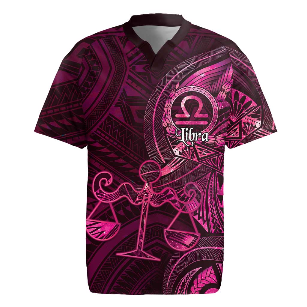 Personalised Polynesia Zodiac Libra Rugby Jersey Galaxy Polynesian Pattern Chest Tattoo Style