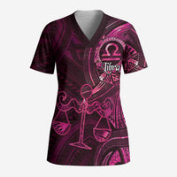 Personalised Polynesia Zodiac Libra Scrub Top Galaxy Polynesian Pattern Chest Tattoo Style